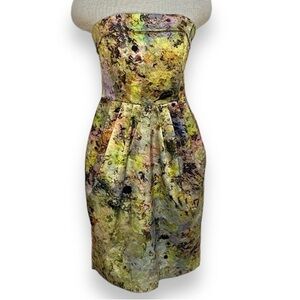 McGinn Anthropologie Cooling Magma Strapless Dress Pleated Skirt Women's Size 2